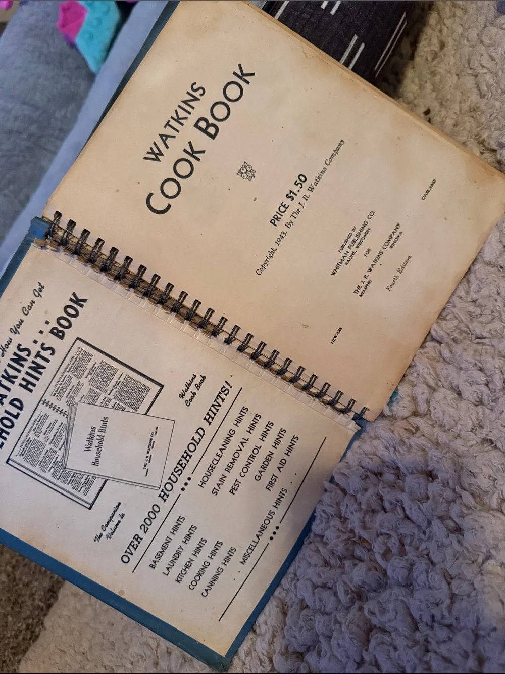 VINTAGE Watkins Cookbook J R Watkins Co RARE Collectible 1943 WINONA, MINN